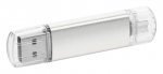 Plastikowo-metalowy pendrive o uniwersalnym wyglądzie OTG - srebrny